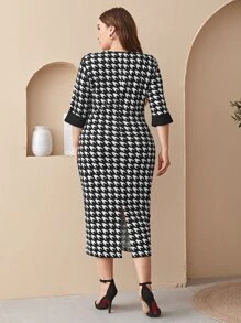 Mulvari Vestido bajo con abertura de pata de gallo