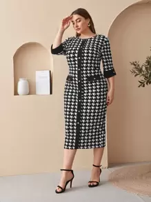 Mulvari Vestido bajo con abertura de pata de gallo