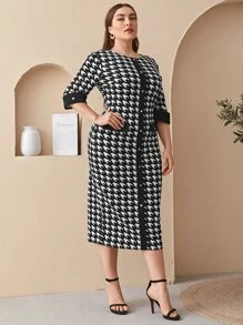 Mulvari Vestido bajo con abertura de pata de gallo
