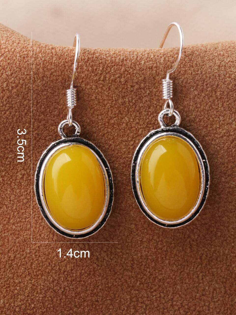 1 Pair Fashionable Faux Amber Oval Small Hoop Earrings, Multi-Color & Multi-Style Options, All Season