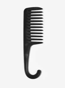 黑色乾濕兩用髮梳1入組中號塑料新奇素色橢圓形可水洗寬齒防滑髮刷/髮梳禮物適合所有髮型女士和女孩