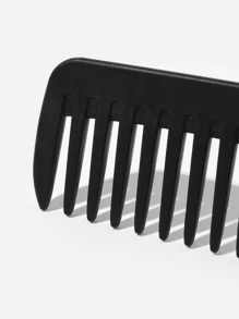 黑色乾濕兩用髮梳1入組中號塑料新奇素色橢圓形可水洗寬齒防滑髮刷/髮梳禮物適合所有髮型女士和女孩