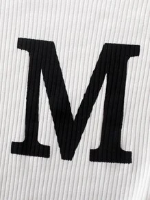 SHEIN 女孩字母圖案木耳邊T恤