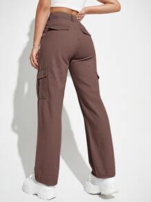 Jeans cargo con cremallera - Marrón Chocolate - Ver 2