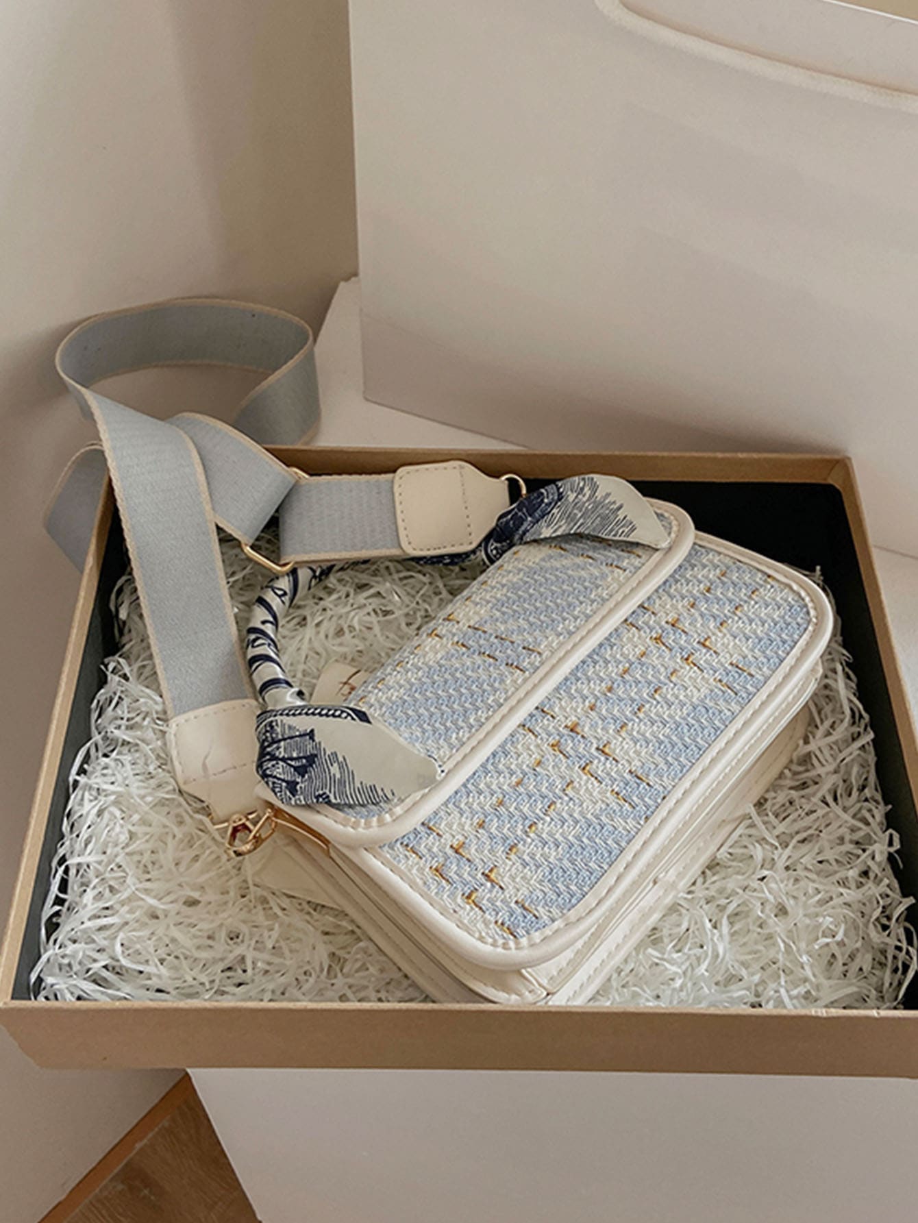 1入組女士格紋肩帶手提包 - 彩色 - 查看 1