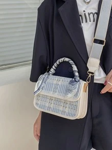 1入組女士格紋肩帶手提包 - 彩色 - 查看 2