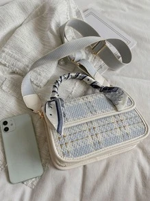 1入組女士格紋肩帶手提包 - 彩色 - 查看 5