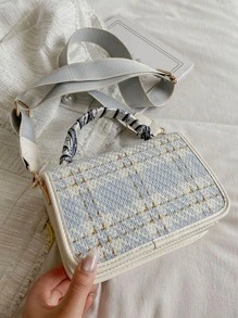 1入組女士格紋肩帶手提包 - 彩色 - 查看 6