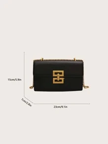 Bolso de hombro de cadena de metal minimalista, elegante bolso cruzado de PU, bolso de hombro con solapa, bolso de mano y cartera para mujer, bolso de negocios casual de moda, perfecto para la oficina, los negocios y el trabajo
