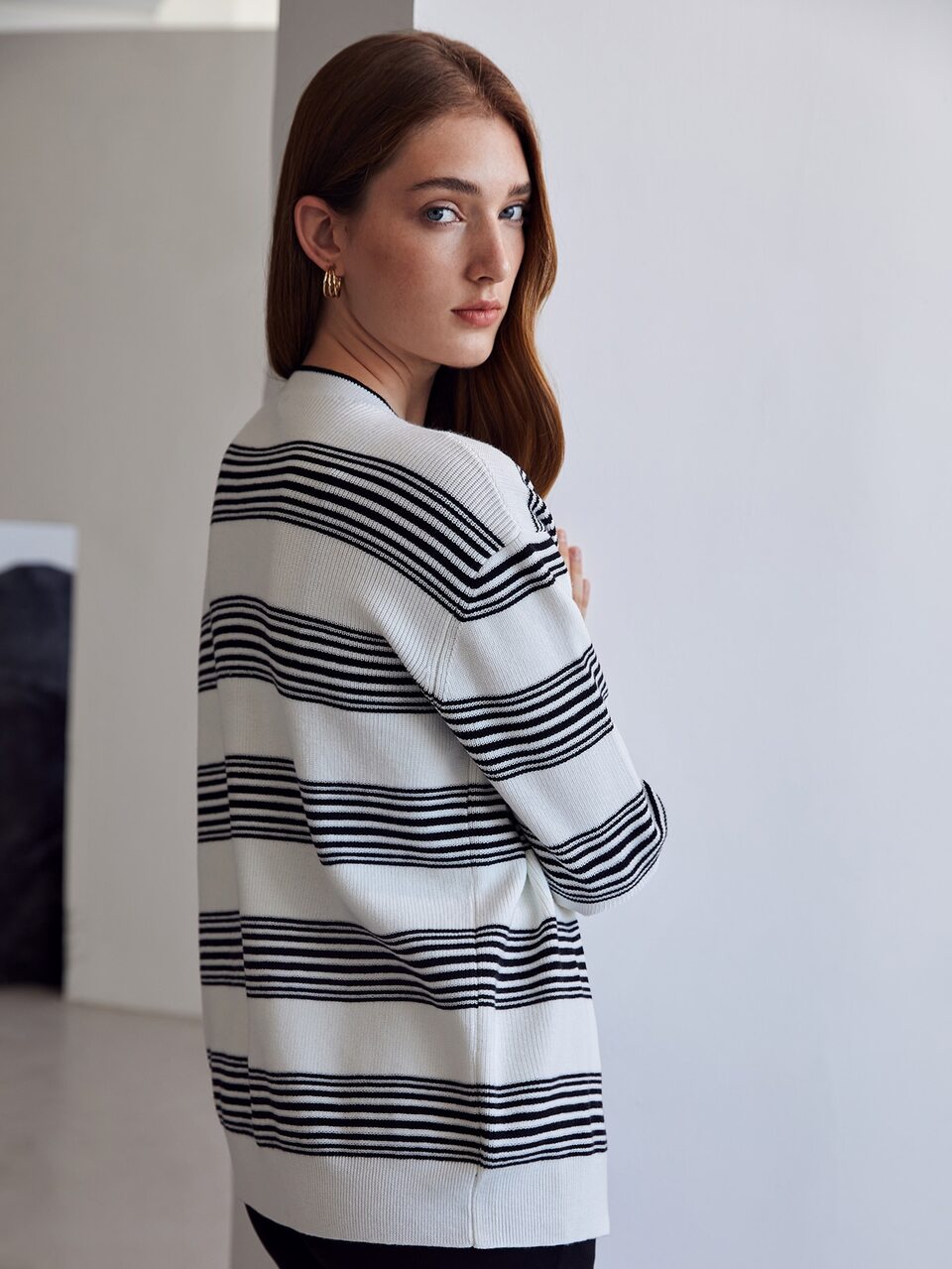 MOTF WOOL MIX STRIPED CARDIGAN