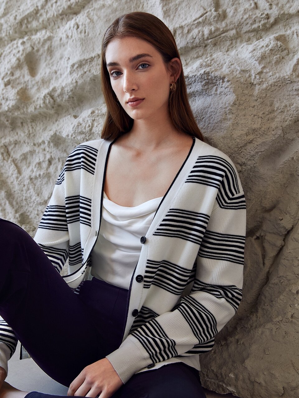 MOTF WOOL MIX STRIPED CARDIGAN
