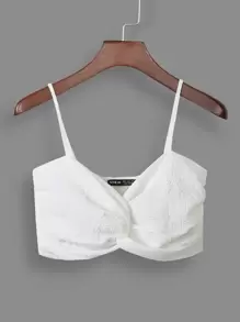 Breezaya Shirred Back Twist Bust Crop Cami Top - White - View 1