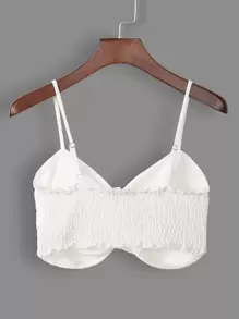 Breezaya Shirred Back Twist Bust Crop Cami Top - White - View 2