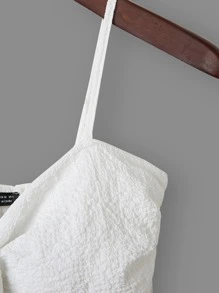 Breezaya Shirred Back Twist Bust Crop Cami Top - White - View 3