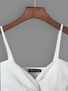 Breezaya Shirred Back Twist Bust Crop Cami Top - White - View 4