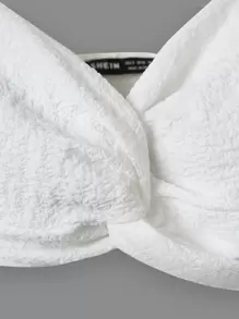 Breezaya Shirred Back Twist Bust Crop Cami Top - White - View 5