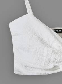 Breezaya Shirred Back Twist Bust Crop Cami Top - White - View 6