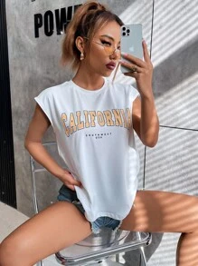 字母圖案背心上衣