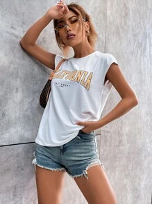 字母圖案背心上衣