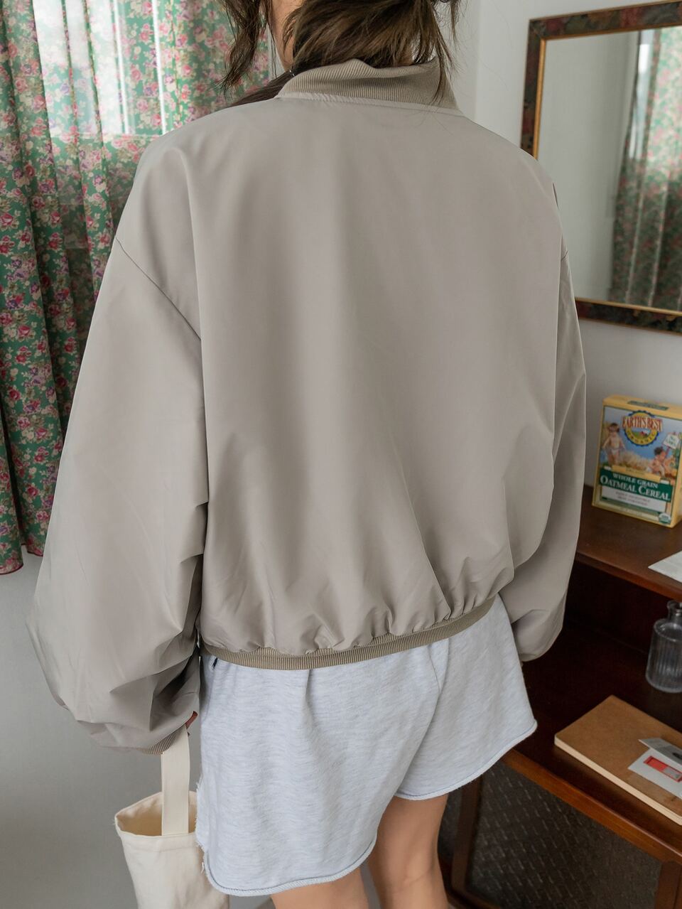Drop Shoulder Zipper Bomber Jacket