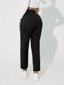 SHEIN ICON Women's Solid Color Simple Casual Denim Jeans