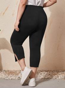 EMERY ROSE Leggings de talle alto bajo con abertura - Negro - Ver 2