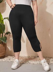 EMERY ROSE Leggings de talle alto bajo con abertura - Negro - Ver 4