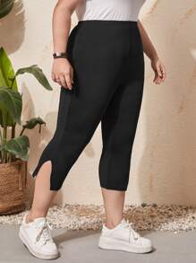EMERY ROSE Leggings de talle alto bajo con abertura - Negro - Ver 5