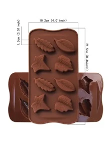 1入組有8個凸孔的葉形矽膠巧克力模具 - 咖啡棕 - 查看 3