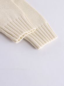 Bebé Cárdigan de manga raglán ribete con fruncido - Beis - Ver 3