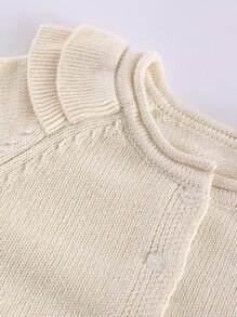 Bebé Cárdigan de manga raglán ribete con fruncido - Beis - Ver 4