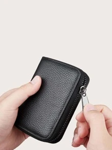 Portacartas con relieve de litchi para hombres, regalos para papá, livianos y portátiles para trabajadores de cuello blanco, ideal para regalo de hombre en vacaciones, aniversario o cumpleaños - Negro - Ver 4