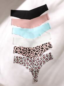 6pack Leopard No Show Panty Set - Multicolor - View 1