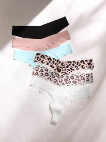 6pack Leopard No Show Panty Set - Multicolor - View 2