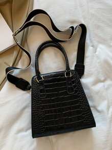 Yin & Yang Graphic Square Bag - Black and White - View 5