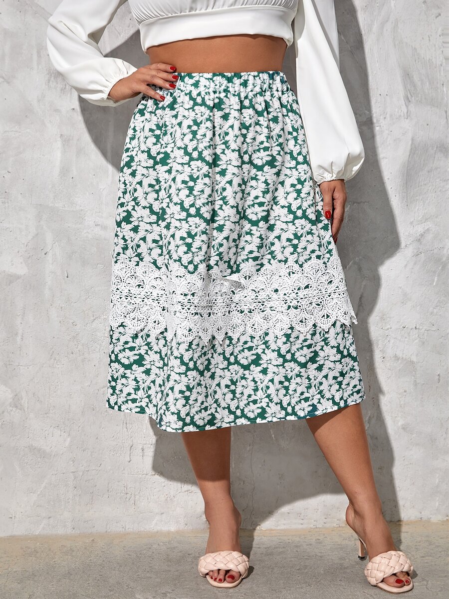 Váy Plus Size Tương phản ren Hoa Boho - Nhiều màu - Xem 1