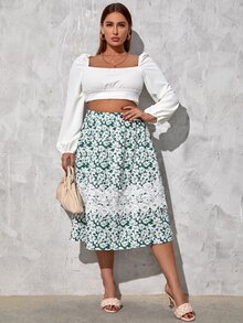 Váy Plus Size Tương phản ren Hoa Boho - Nhiều màu - Xem 3