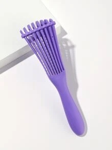 Purple Dry & Wet Use Hollow Out Hair Comb 1pc Large Plastic Funny Solid Color Fan Type With Long Handle Detachable Easy Storage Octopus Comb, Hair Brush/ Hair Comb - Purple - View 2