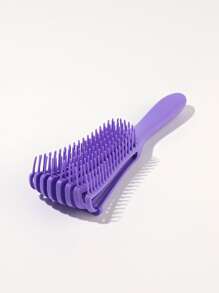 Purple Dry & Wet Use Hollow Out Hair Comb 1pc Large Plastic Funny Solid Color Fan Type With Long Handle Detachable Easy Storage Octopus Comb, Hair Brush/ Hair Comb - Purple - View 3