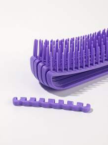 Purple Dry & Wet Use Hollow Out Hair Comb 1pc Large Plastic Funny Solid Color Fan Type With Long Handle Detachable Easy Storage Octopus Comb, Hair Brush/ Hair Comb - Purple - View 4