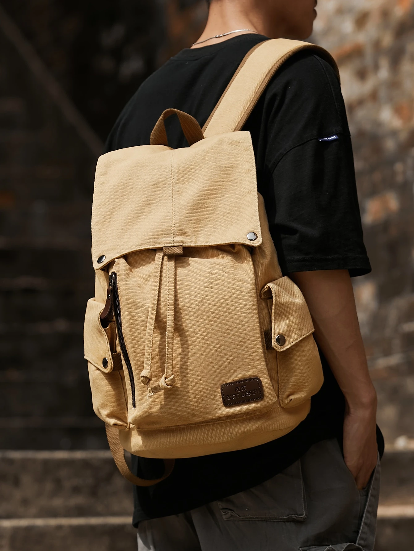 beige backpack men