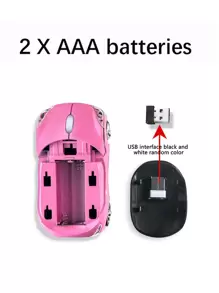 电池供电无线车形鼠标适用于平板电脑、笔记本电脑、办公室、游戏、2.4G USB 接收器、静音运行