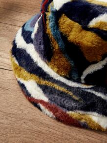 Street 1pc Graphic Print Fluffy Hat Bucket Hat Classic Basin Hats Winter Plush Warmer For Women - Multicolor - View 2