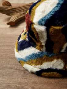 Street 1pc Graphic Print Fluffy Hat Bucket Hat Classic Basin Hats Winter Plush Warmer For Women - Multicolor - View 3