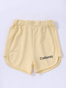 Girls 2pcs Letter Graphic Track Shorts - Multicolor - View 5