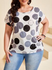 大碼波卡圓點襯衫 - 彩色 - 查看 1