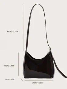 Patent Shoulder Bag - Coffee Brown - View 3