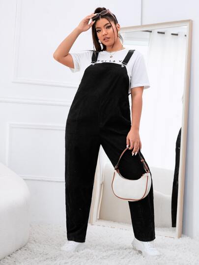 Mono overol con bolsillo oblicuo de pana sin top