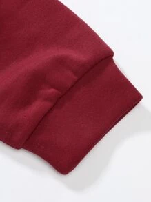 Manfinity Homme Men Letter Graphic Colorblock Kangaroo Pocket Drawstring Hoodie & Sweatpants - Burgundy - View 3