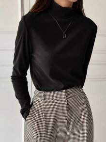 DAZY Camiseta De Punto Acanalada Con Cuello Falso - Negro - Ver 5